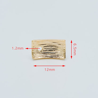 10pcs Rectangle Ear Posts with Loop/ Hole, 18K Gold Plated Brass Stud Earrings Findings, Geometric Earring Components (GB-508)