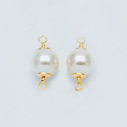 10pcs Gold plated Brass Faux Pearl Charm Connectors 6/ 8/ 10mm (GB-518)