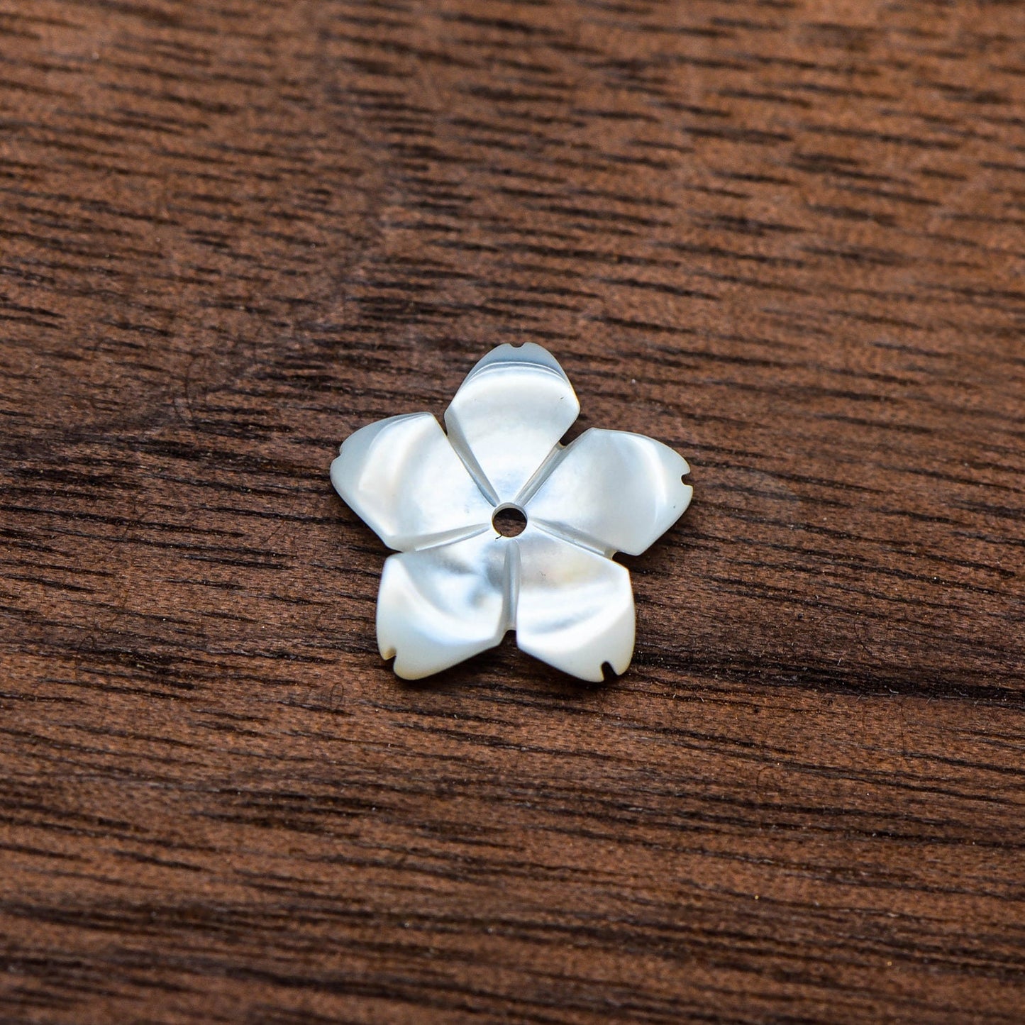 White Mother of Pearl Shell Sakura Flower Beads 10mm -V1024 / 10Pcs