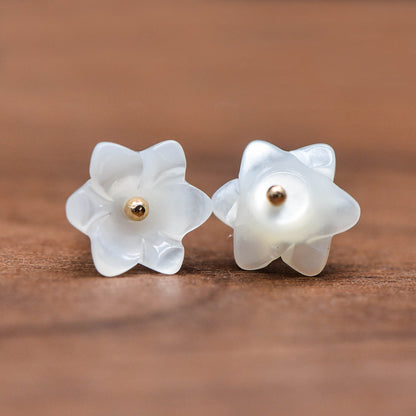10pcs White Mother of Pearl Tulip 3D Shell Flower Beads 6mm (BK-002-C)