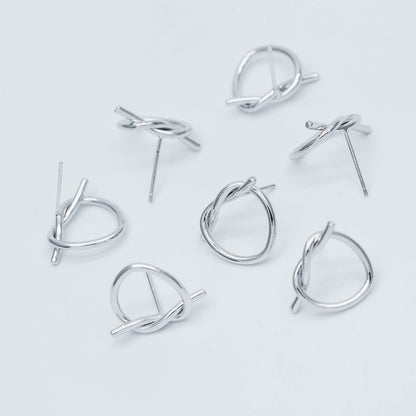 10pcs Gold/ Silver tone Heart Wire Earring Posts 18x14mm, Gold/ Rhodium plated Brass Ear Stud Components (GB-525)