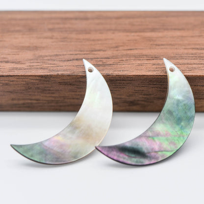 10pcs Black Mother of Pearl Shell Moon Charm Pendants 30mm Large (V1231)