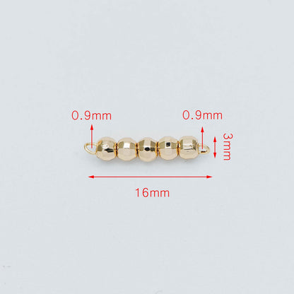10pcs Gold plated Brass Beaded Connectors 16mm, Faceted Round Beads Bar Charm Pendants (GB-534)