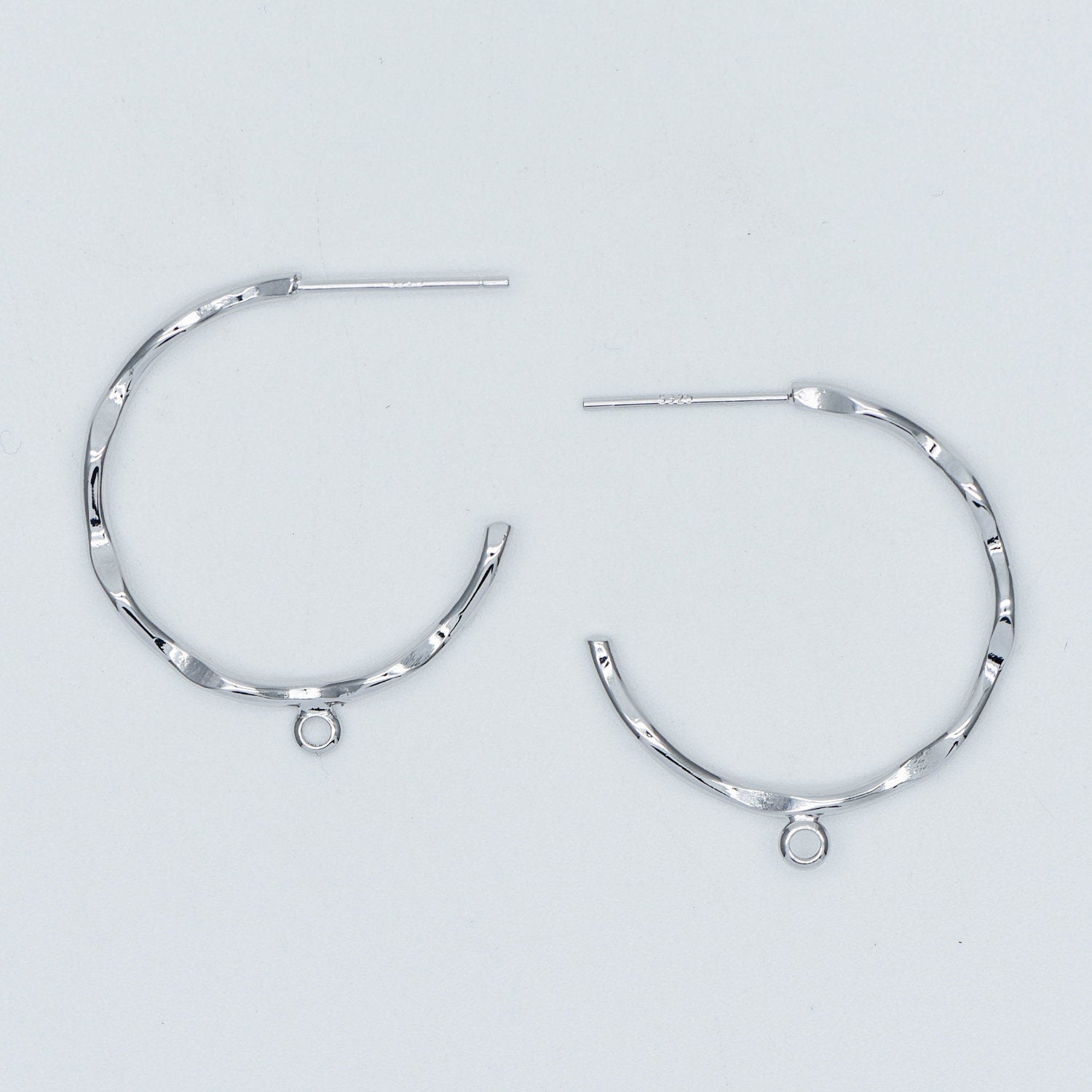 10pcs Gold/ Rhodium plated Brass Earring Posts, Gold/ Silver tone Circle Stud Earring with Ring/Loop, Circle Size 24mm (GB-535)