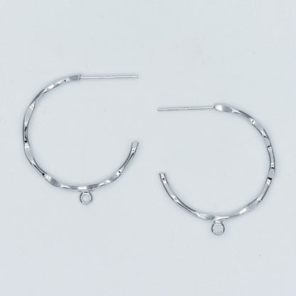 10pcs Gold/ Rhodium plated Brass Earring Posts, Gold/ Silver tone Circle Stud Earring with Ring/Loop, Circle Size 24mm (GB-535)