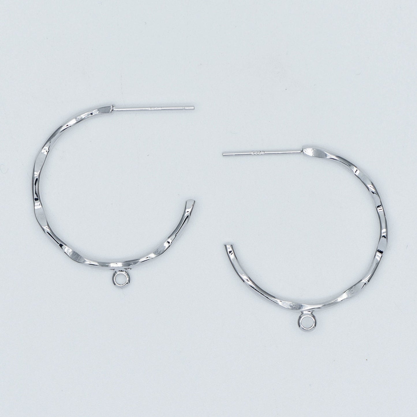 10pcs Gold/ Rhodium plated Brass Earring Posts, Gold/ Silver tone Circle Stud Earring with Ring/Loop, Circle Size 24mm (GB-535)