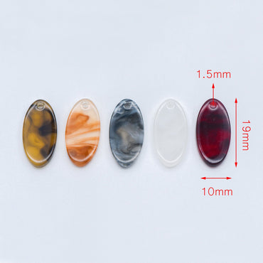 20pcs Tortoise Shell Acetate Oval Pendants 19x10mm, Acrylic Craft Earring Components, Resin Geometric Charms (#HT-50)