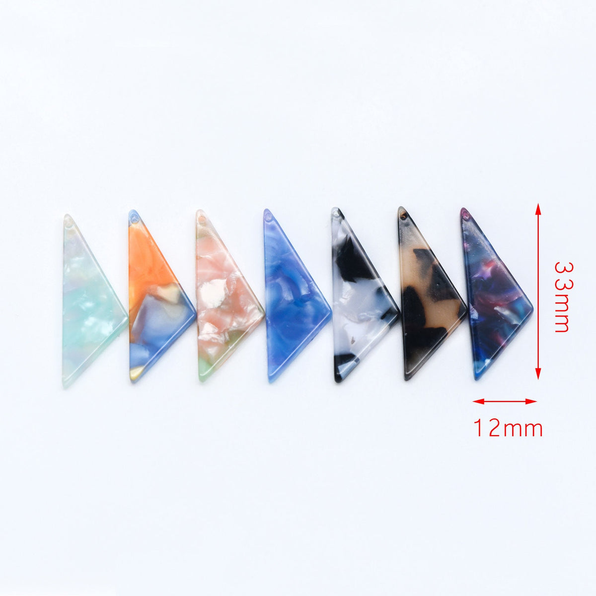 20pcs Tortoise Shell Acetate Triangle Pendants 33mm, Acrylic Craft Earring Components, Geometric Resin Charms (#HT-57)