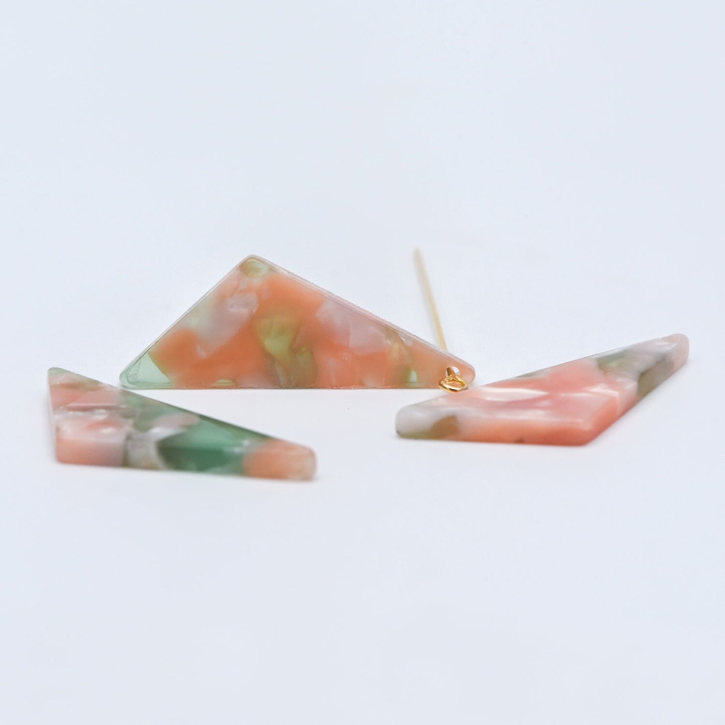 20pcs Tortoise Shell Acetate Triangle Pendants 33mm, Acrylic Craft Earring Components, Geometric Resin Charms (#HT-57)