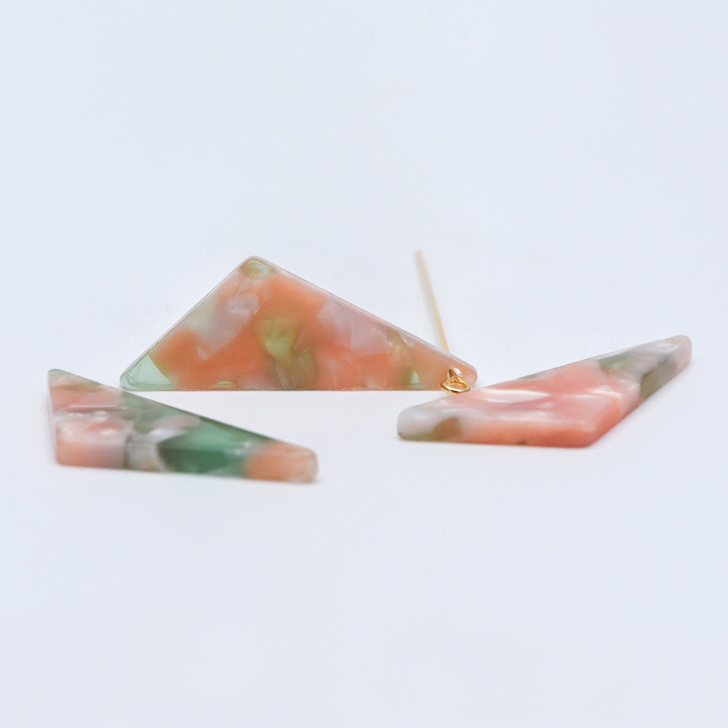 20pcs Tortoise Shell Acetate Triangle Pendants 33mm, Acrylic Craft Earring Components, Geometric Resin Charms (#HT-57)