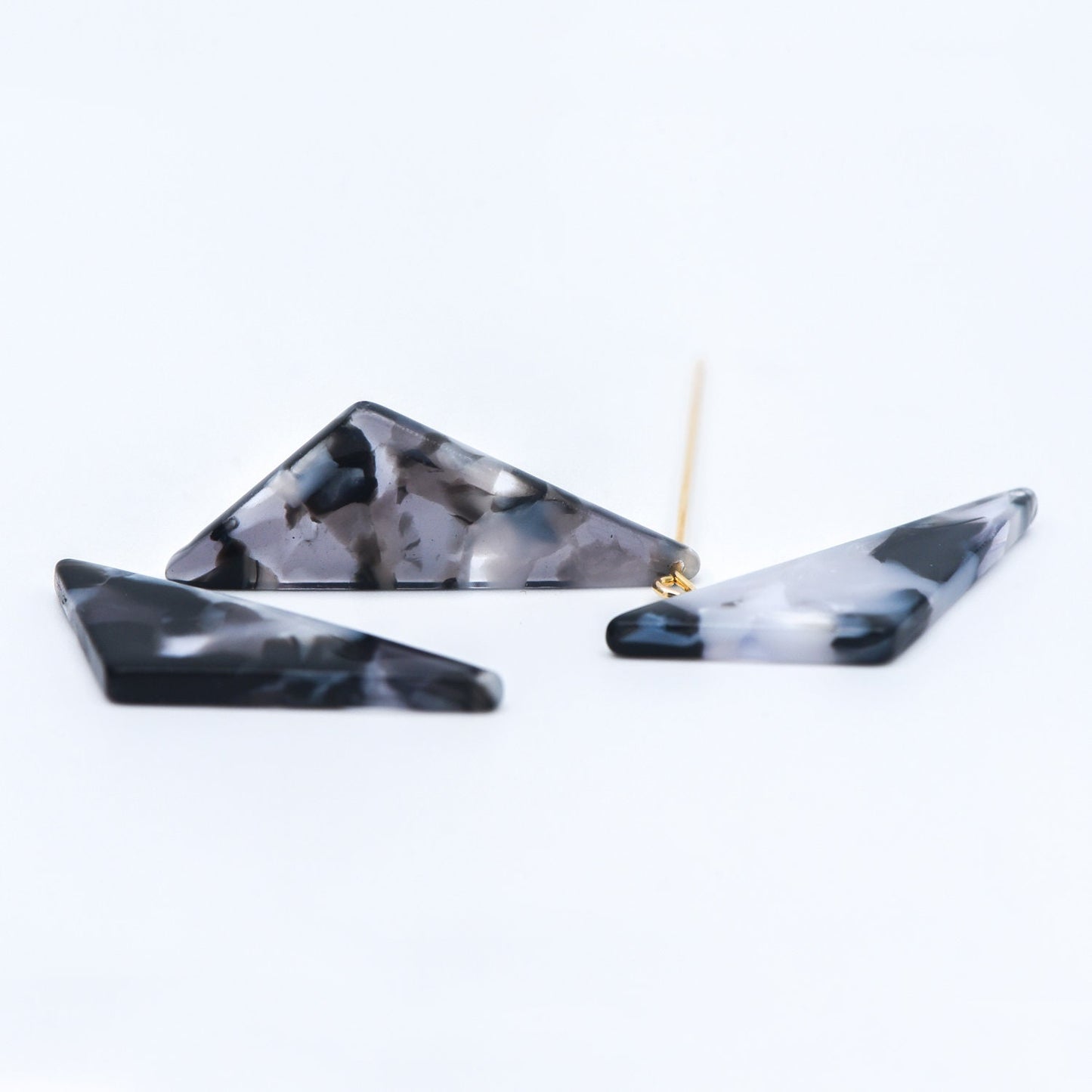 20pcs Tortoise Shell Acetate Triangle Pendants 33mm, Acrylic Craft Earring Components, Geometric Resin Charms (#HT-57)
