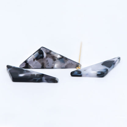 20pcs Tortoise Shell Acetate Triangle Pendants 33mm, Acrylic Craft Earring Components, Geometric Resin Charms (#HT-57)
