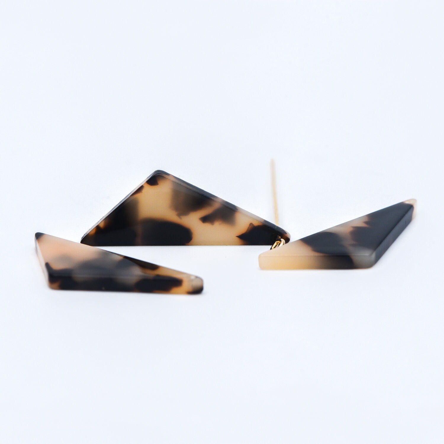 20pcs Tortoise Shell Acetate Triangle Pendants 33mm, Acrylic Craft Earring Components, Geometric Resin Charms (#HT-57)