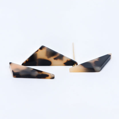 20pcs Tortoise Shell Acetate Triangle Pendants 33mm, Acrylic Craft Earring Components, Geometric Resin Charms (#HT-57)