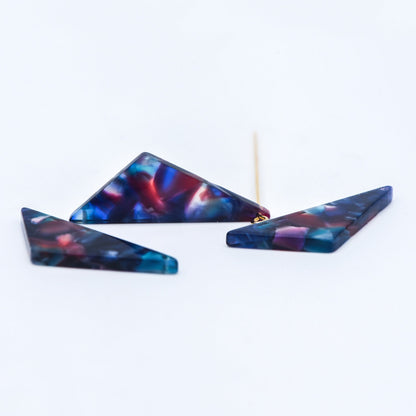 20pcs Tortoise Shell Acetate Triangle Pendants 33mm, Acrylic Craft Earring Components, Geometric Resin Charms (#HT-57)