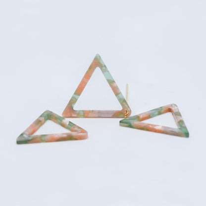 20pcs Tortoise Shell Acetate Triangle Pendants 32mm, Acrylic Craft Earring Components, Geometric Resin Charms (#HT-58)