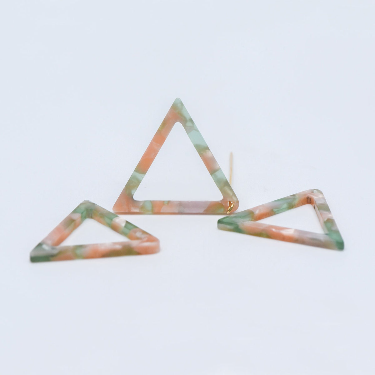 20pcs Tortoise Shell Acetate Triangle Pendants 32mm, Acrylic Craft Earring Components, Geometric Resin Charms (#HT-58)