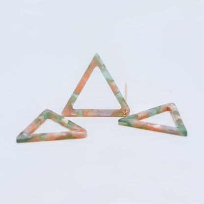20pcs Tortoise Shell Acetate Triangle Pendants 32mm, Acrylic Craft Earring Components, Geometric Resin Charms (#HT-58)