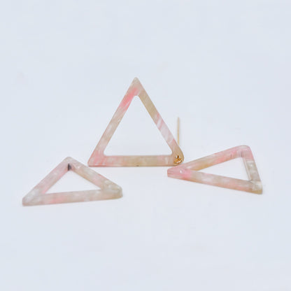 20pcs Tortoise Shell Acetate Triangle Pendants 32mm, Acrylic Craft Earring Components, Geometric Resin Charms (#HT-58)