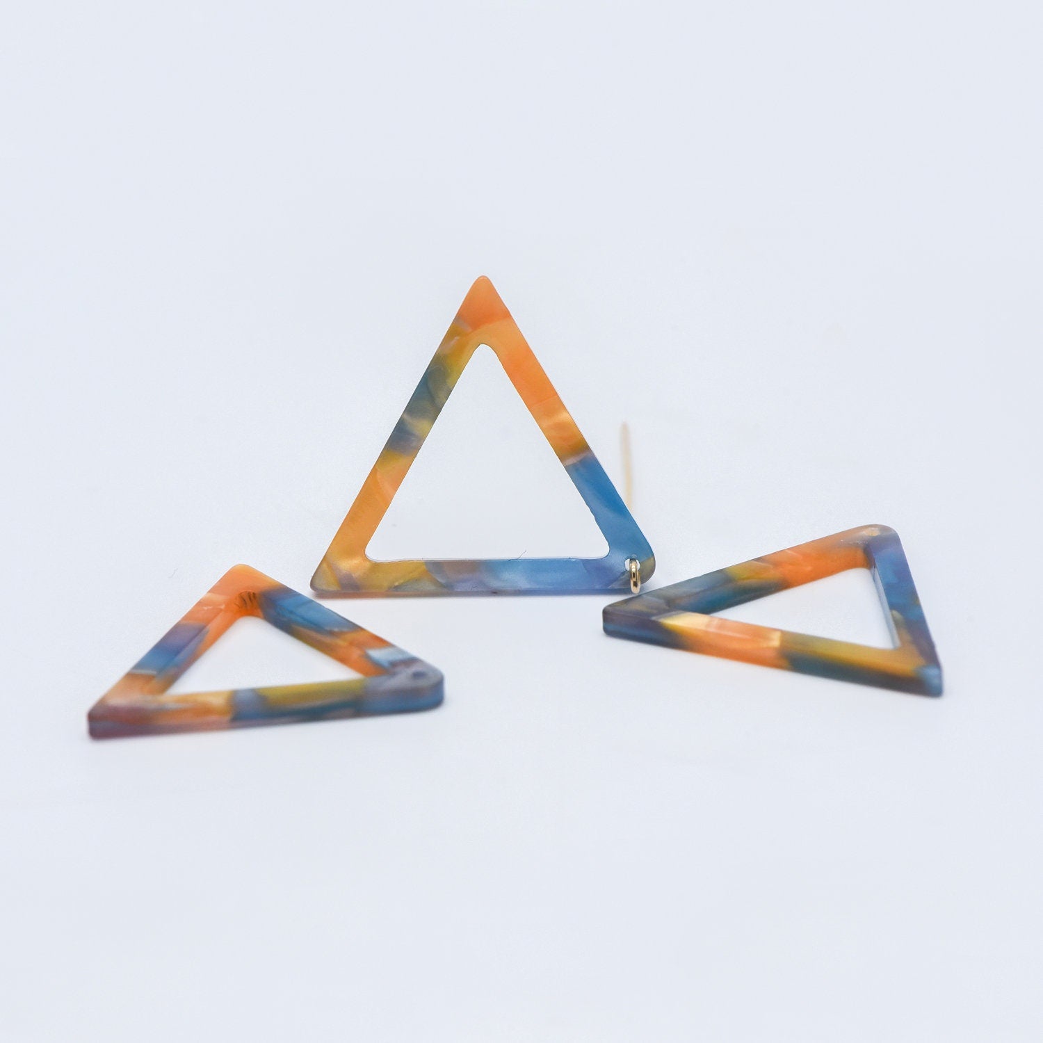 20pcs Tortoise Shell Acetate Triangle Pendants 32mm, Acrylic Craft Earring Components, Geometric Resin Charms (#HT-58)