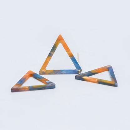 20pcs Tortoise Shell Acetate Triangle Pendants 32mm, Acrylic Craft Earring Components, Geometric Resin Charms (#HT-58)