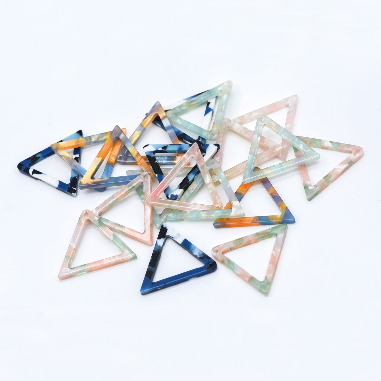 20pcs Tortoise Shell Acetate Triangle Pendants 32mm, Acrylic Craft Earring Components, Geometric Resin Charms (#HT-58)