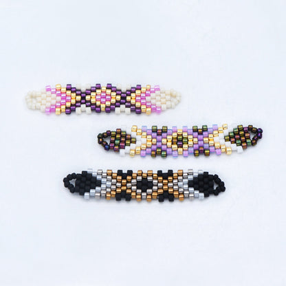 4pcs Seed Beads Charm Connectors 41x9mm, Japan Miyuki Seed Glass Beaded Bar Pendants (RM-33-NEW)