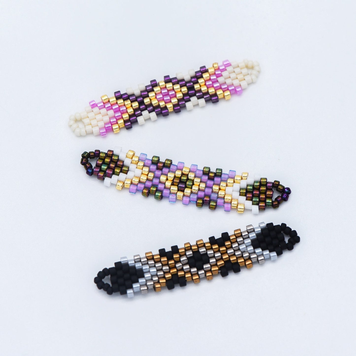 4pcs Seed Beads Charm Connectors 41x9mm, Japan Miyuki Seed Glass Beaded Bar Pendants (RM-33-NEW)