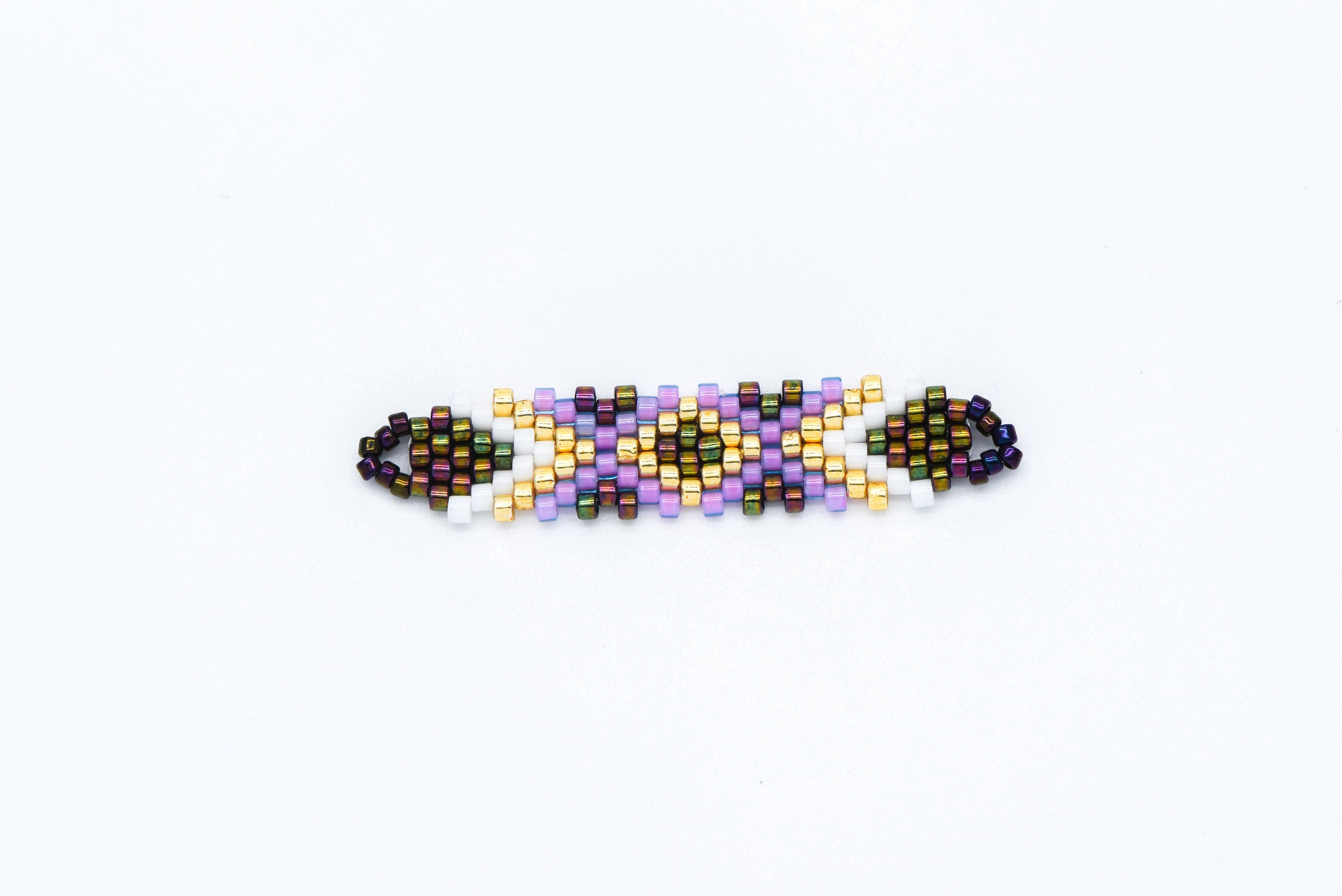 4pcs Seed Beads Charm Connectors 41x9mm, Japan Miyuki Seed Glass Beaded Bar Pendants (RM-33-NEW)