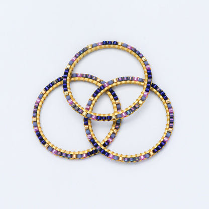 4pcs Miyuki Seed Bead Charm Connectors: Geometric Ring Pendants (RM-37)