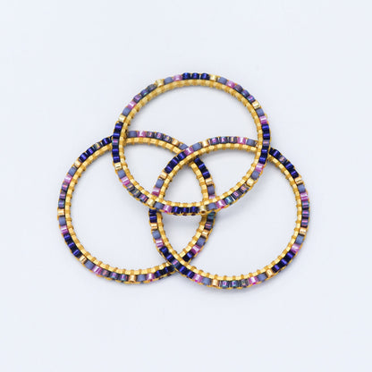 4pcs Miyuki Seed Bead Charm Connectors: Geometric Ring Pendants (RM-37)