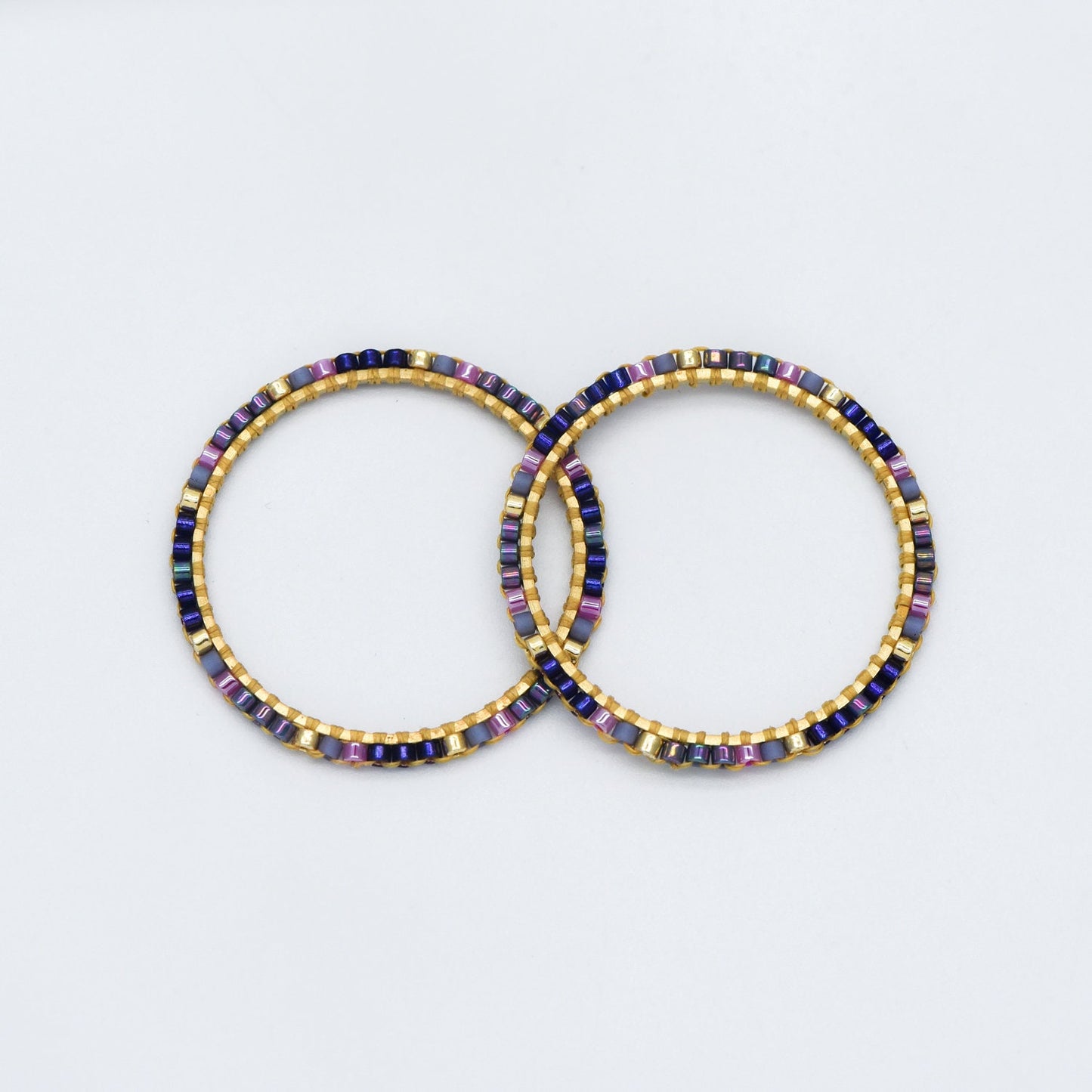 4pcs Miyuki Seed Bead Charm Connectors: Geometric Ring Pendants (RM-37)