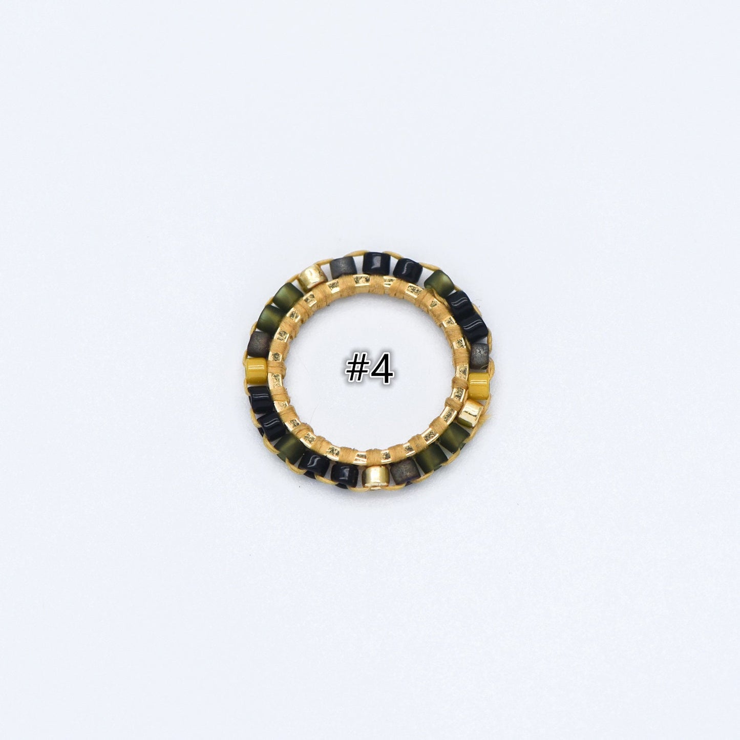 4pcs Seed Beads Round Circle Charm Connectors 16mm, Japan Miyuki Seed Glass Beaded Geometric Ring Pendants (RM-42)