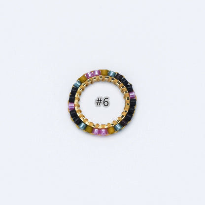 4pcs Seed Beads Round Circle Charm Connectors 16mm, Japan Miyuki Seed Glass Beaded Geometric Ring Pendants (RM-42)