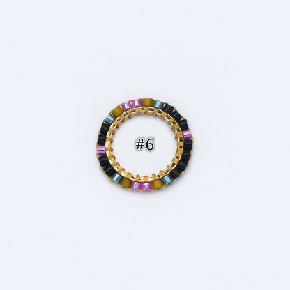 4pcs Seed Beads Round Circle Charm Connectors 16mm, Japan Miyuki Seed Glass Beaded Geometric Ring Pendants (RM-42)