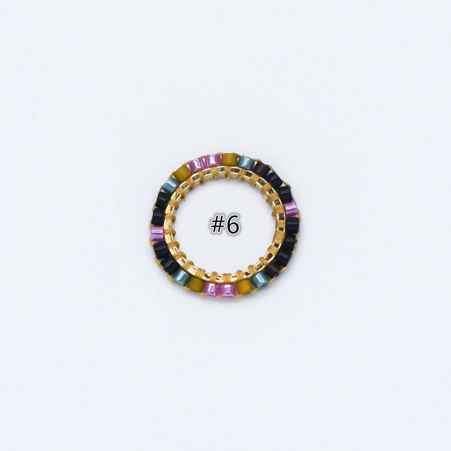 4pcs Seed Beads Round Circle Charm Connectors 16mm, Japan Miyuki Seed Glass Beaded Geometric Ring Pendants (RM-42)