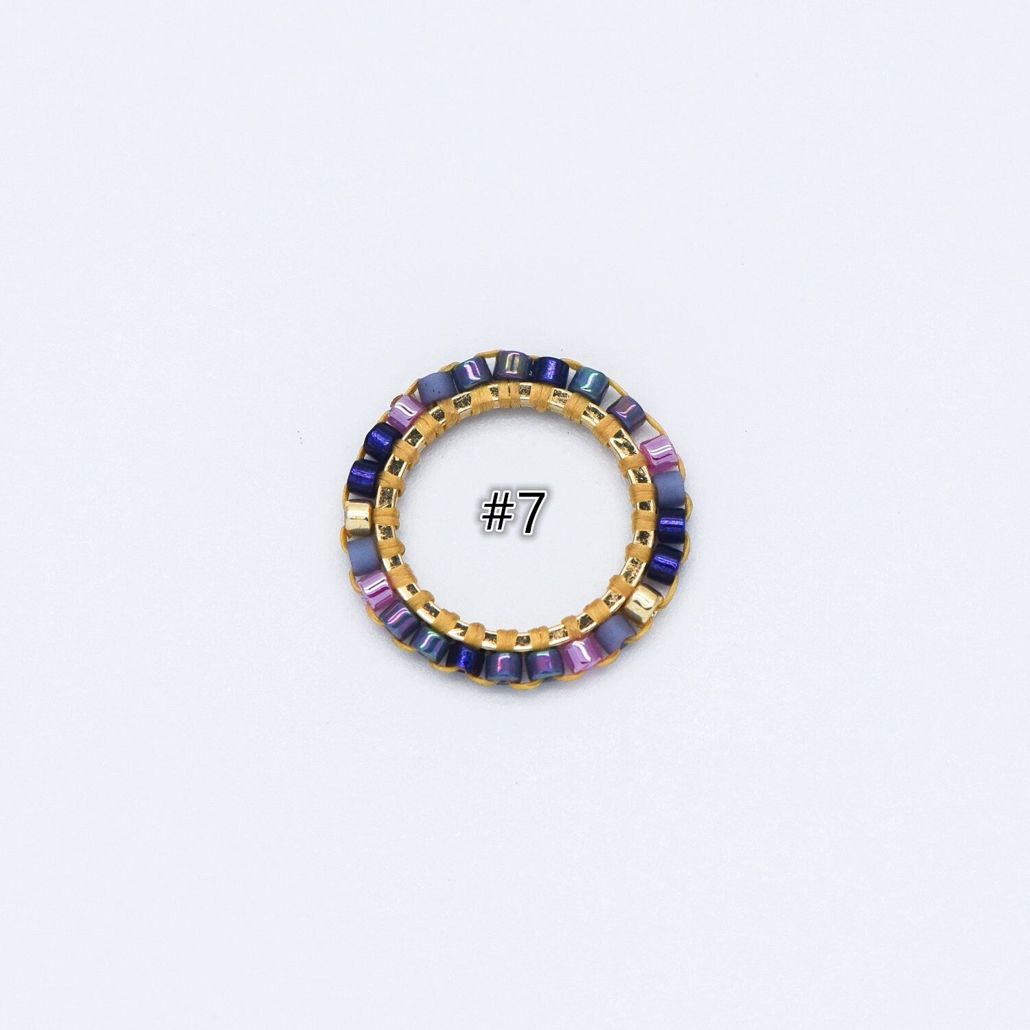 4pcs Seed Beads Round Circle Charm Connectors 16mm, Japan Miyuki Seed Glass Beaded Geometric Ring Pendants (RM-42)