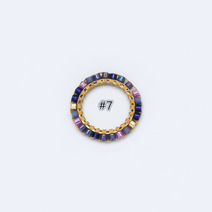 4pcs Seed Beads Round Circle Charm Connectors 16mm, Japan Miyuki Seed Glass Beaded Geometric Ring Pendants (RM-42)