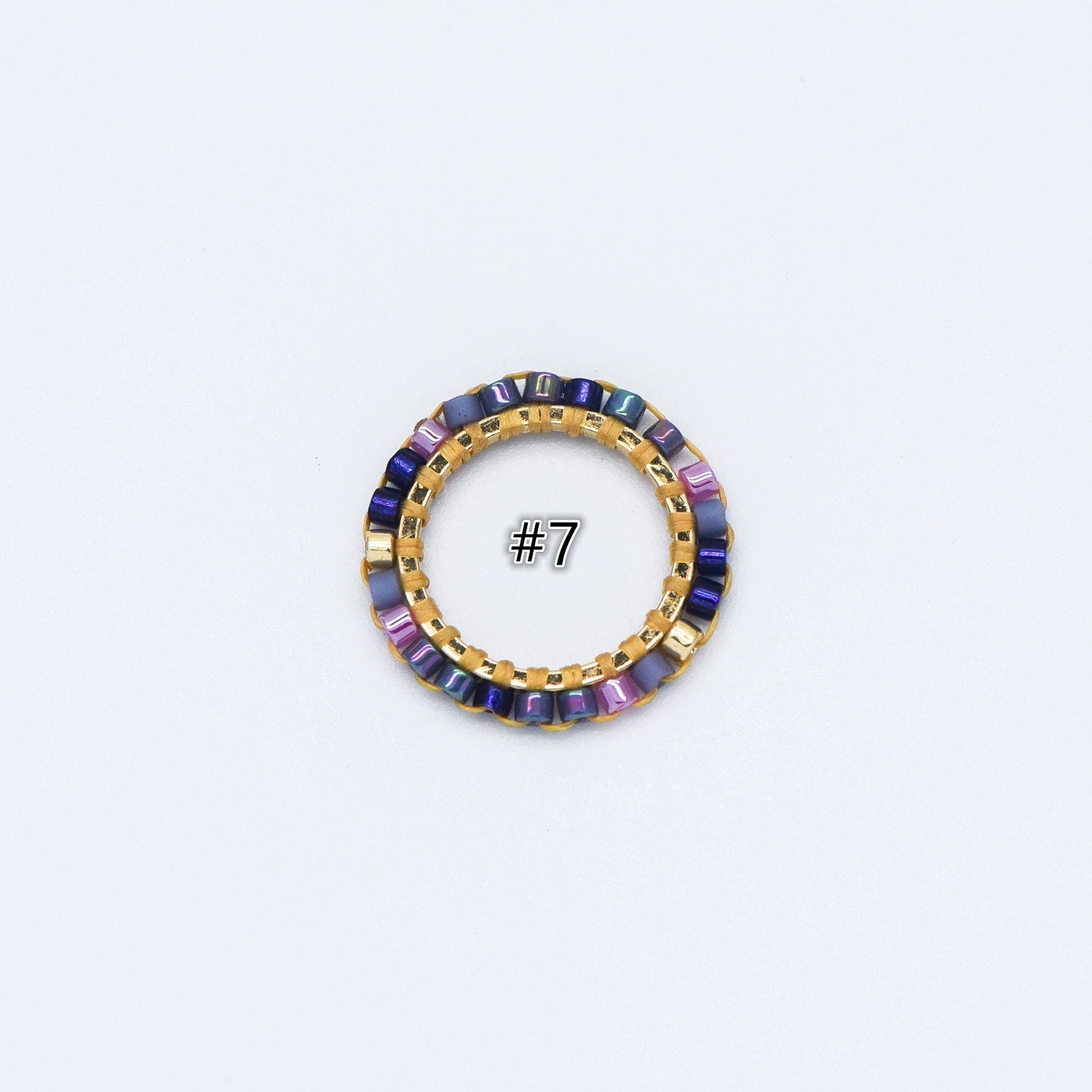 4pcs Seed Beads Round Circle Charm Connectors 16mm, Japan Miyuki Seed Glass Beaded Geometric Ring Pendants (RM-42)