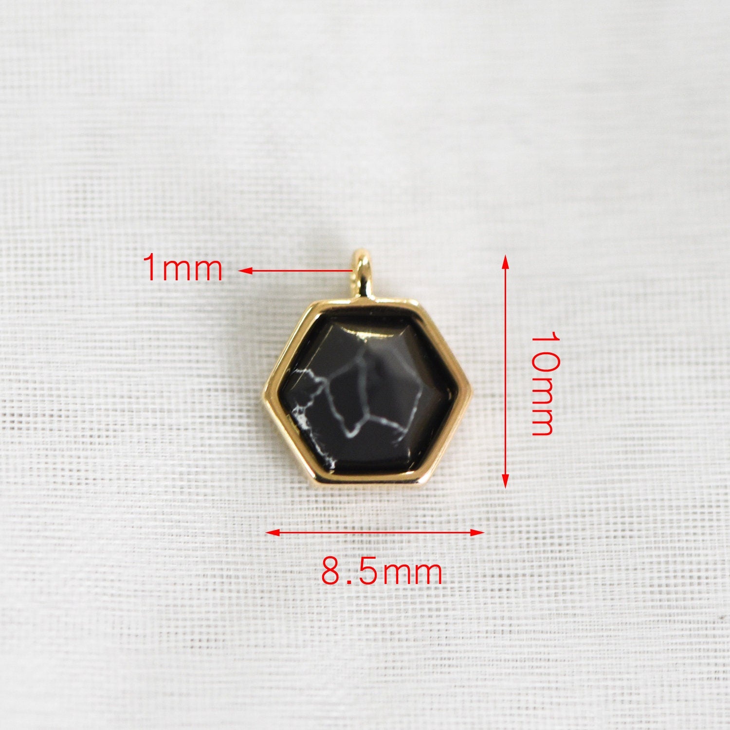 4pcs Hexagon Gemstone Pyramid Spikes Charms, Geometric Stone Pendants 10mm (GB-567)