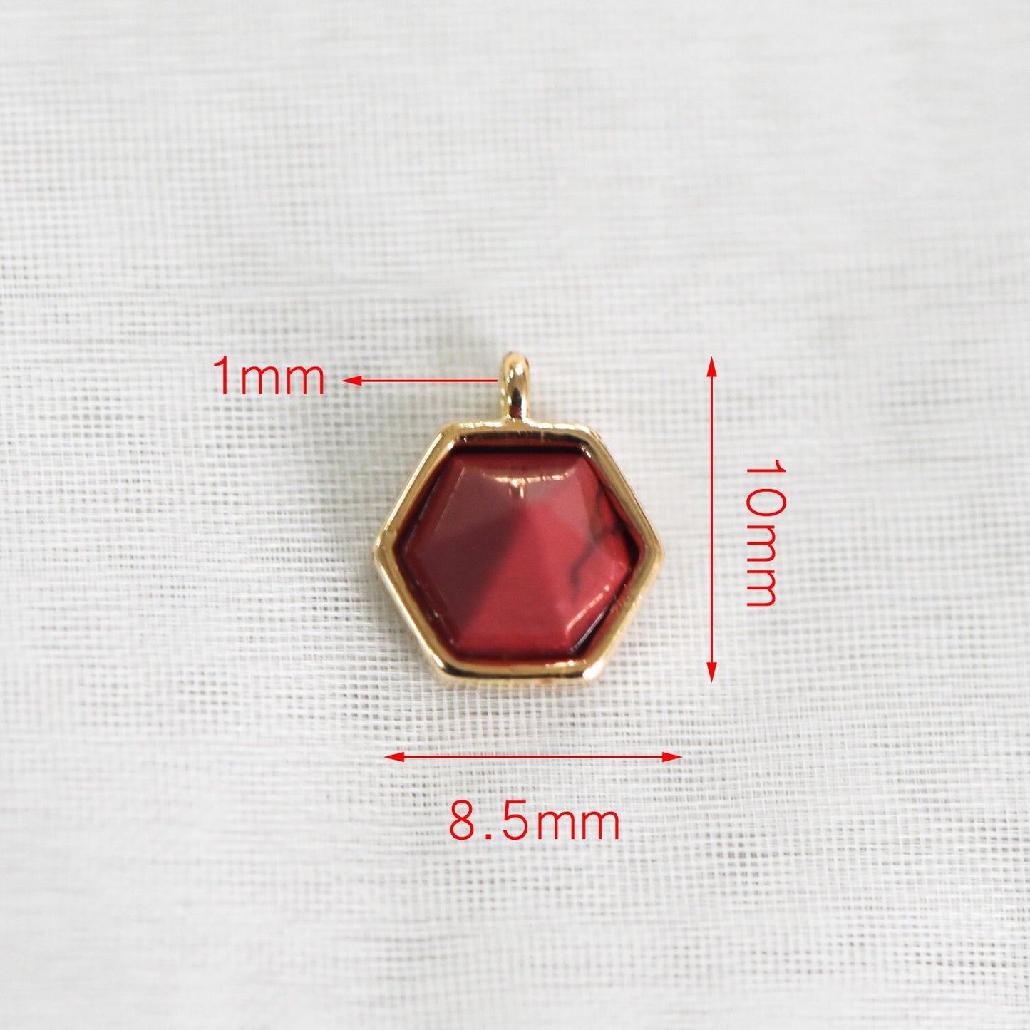 4pcs Hexagon Gemstone Pyramid Spikes Charms, Geometric Stone Pendants 10mm (GB-567)