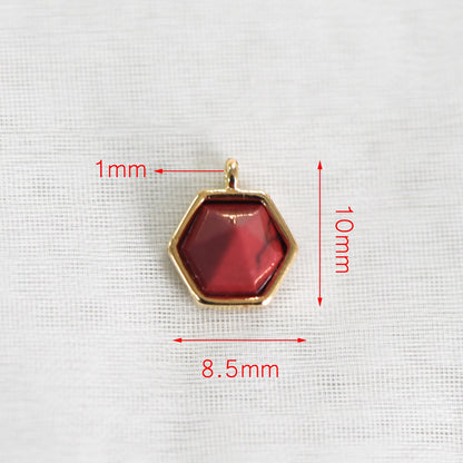 4pcs Hexagon Gemstone Pyramid Spikes Charms, Geometric Stone Pendants 10mm (GB-567)