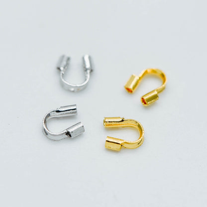50pcs Gold/ Silver tone Wire Guardians 4.5mm, Gold/ Rhodium Plated Brass Thread Protectors (GB-092)