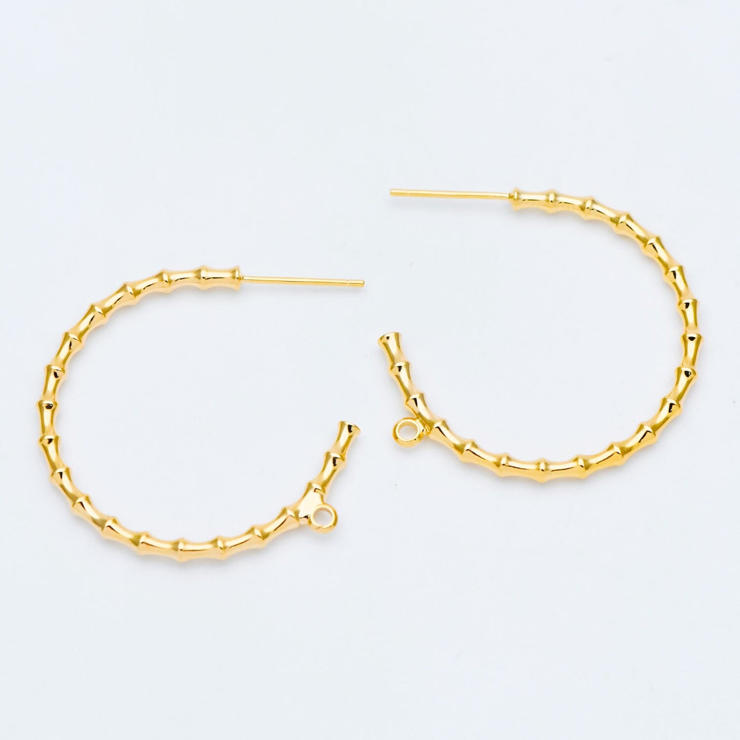 10pcs Gold Bamboo Hoop Earrings, 24/ 30mm, Geometric Circle Stud Earrings (GB-592)