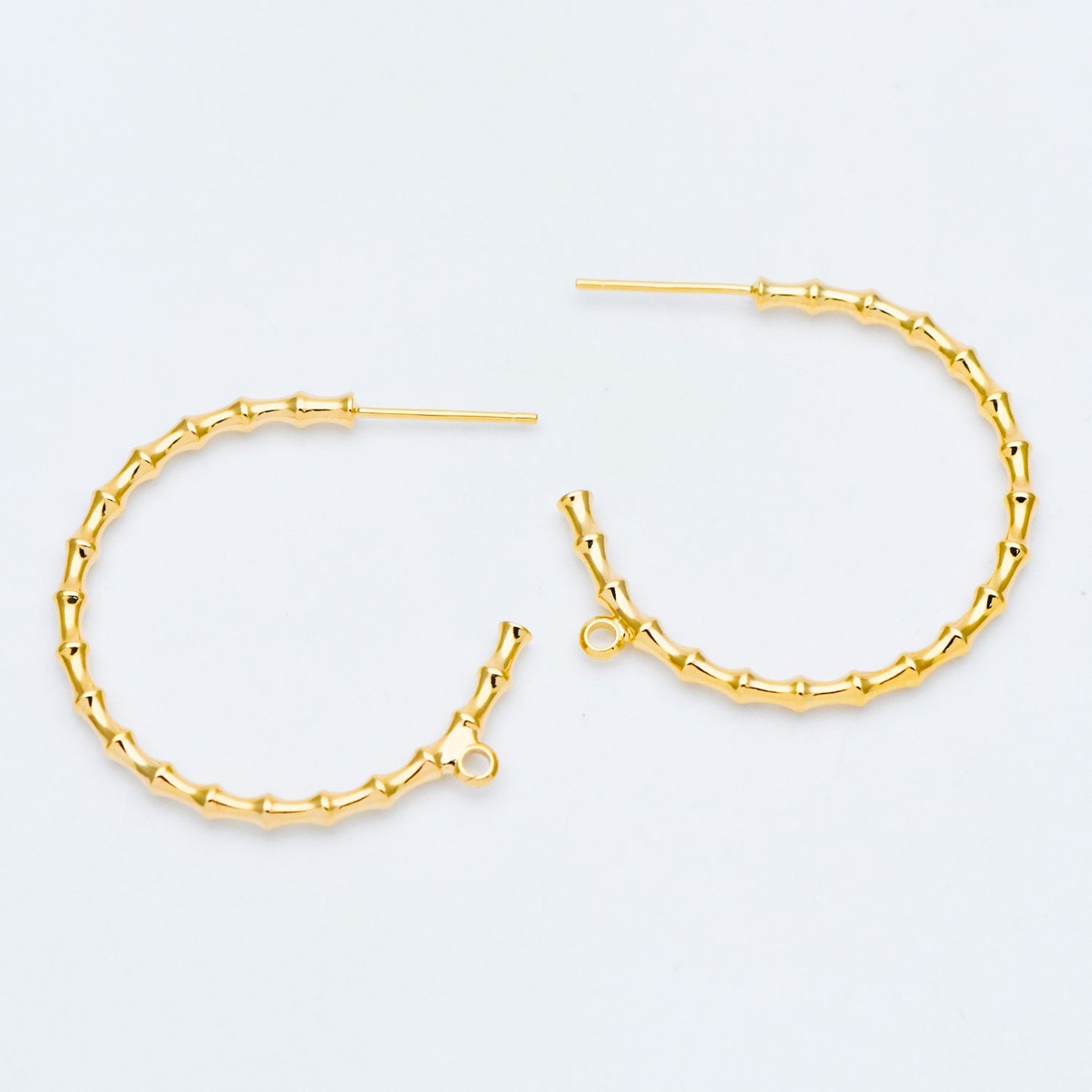 10pcs Gold Bamboo Hoop Earrings, 24/ 30mm, Geometric Circle Stud Earrings (GB-592)