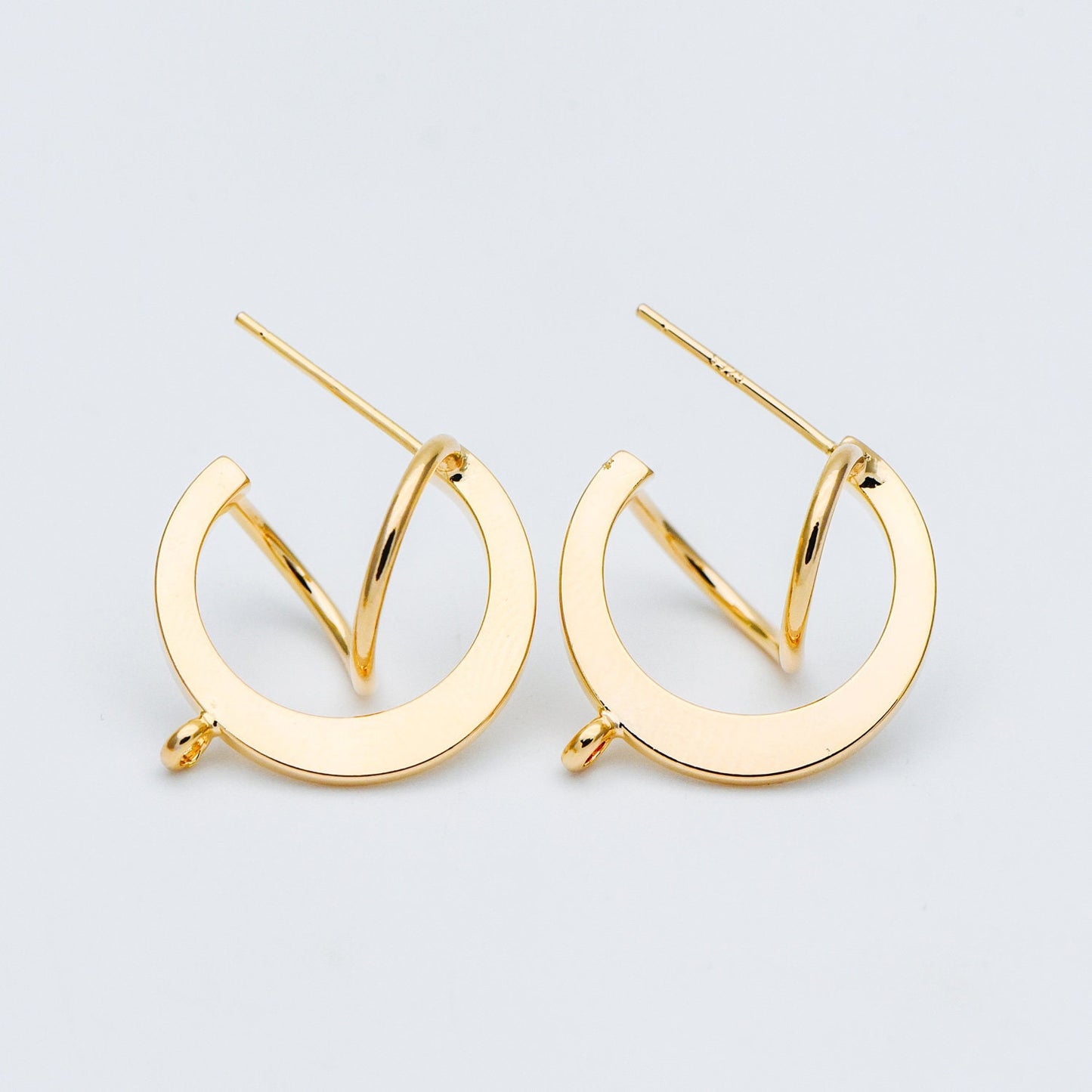 10pcs Gold/ Rhodium plated Brass Earring Posts, Geometric Circle Stud Earring, Circle Size 18mm (GB-596)