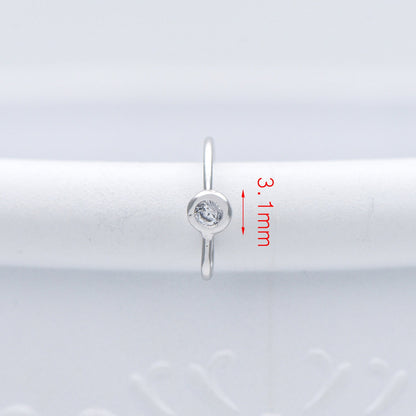 10pcs CZ Pave Gold/ Silver tone Earring Hooks, Real Gold/ Rhodium plated Brass, Simple Earwires with CZ End 15mm (GB-599)