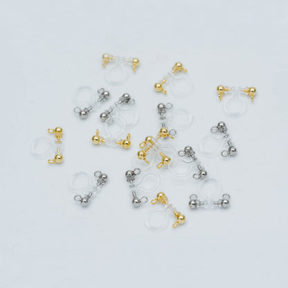 10pcs Resin Clip On Earring Findings, Gold/ Rhodium plated Brass Earwire, Gold/ Silver Non Pierced Earrings (GB-251-A)