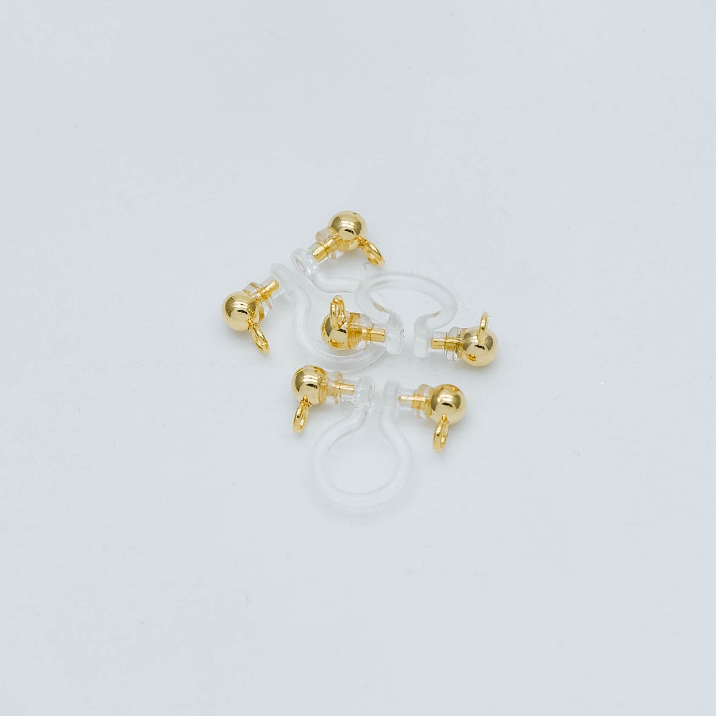 10pcs Resin Clip On Earring Findings, Gold/ Rhodium plated Brass Earwire, Gold/ Silver Non Pierced Earrings (GB-251-A)