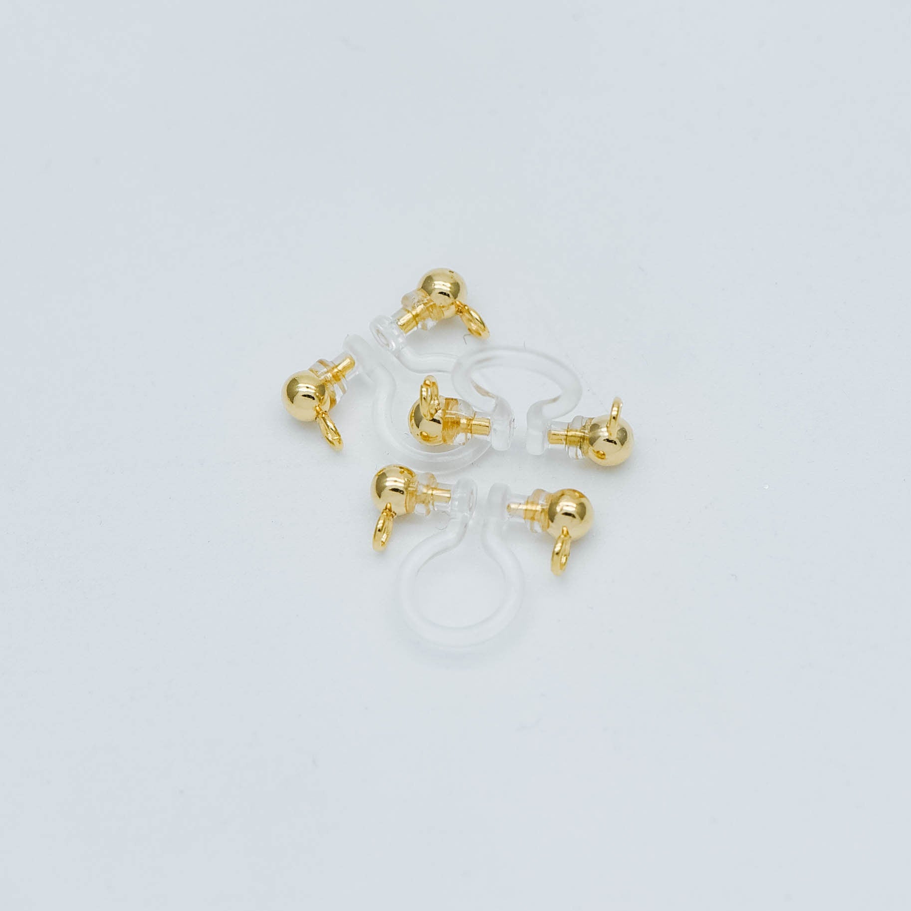 10pcs Resin Clip On Earring Findings, Gold/ Rhodium plated Brass Earwire, Gold/ Silver Non Pierced Earrings (GB-251-A)